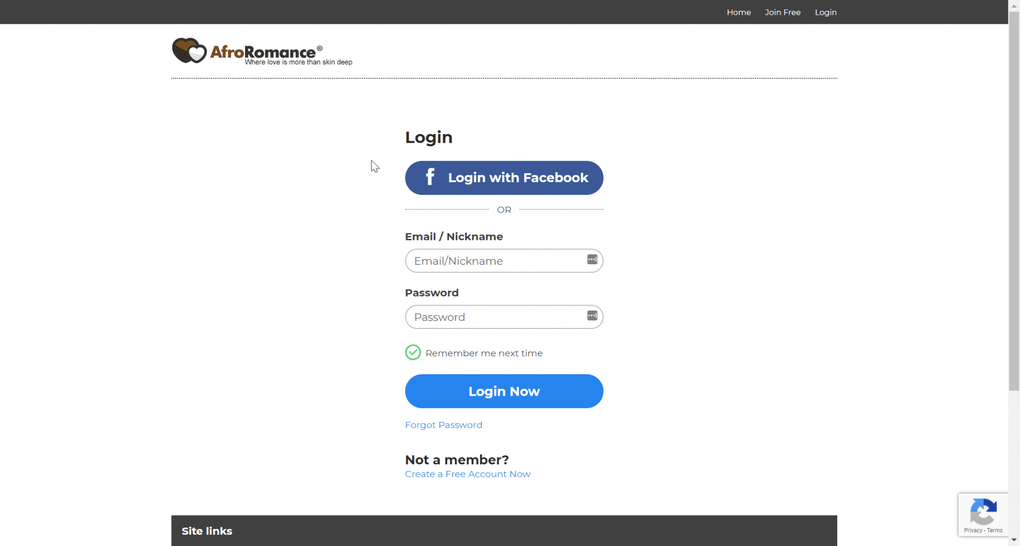 Afroromance Log In Page