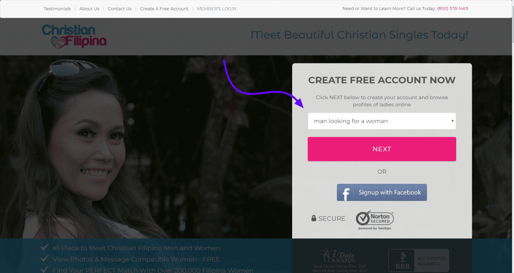 Christian Filipina Sign Up Page